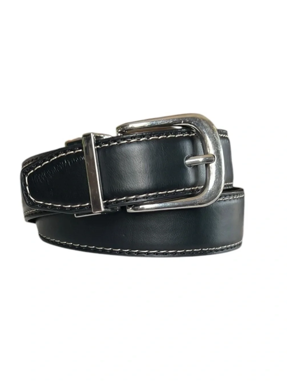Wrangler Kids Black Leather Classic Casual Unisex Belt Silver Hardware